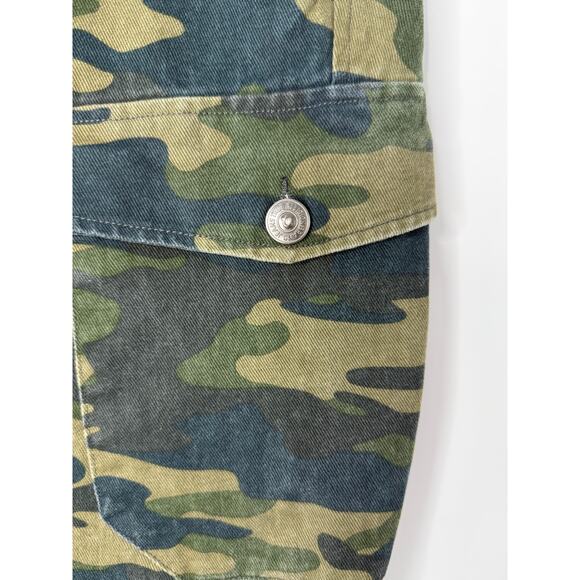 True Religion Camo Cargo Pants Men 34x32 Green Utility Drawstring Y2K Camoflauge - Picture 3 of 10